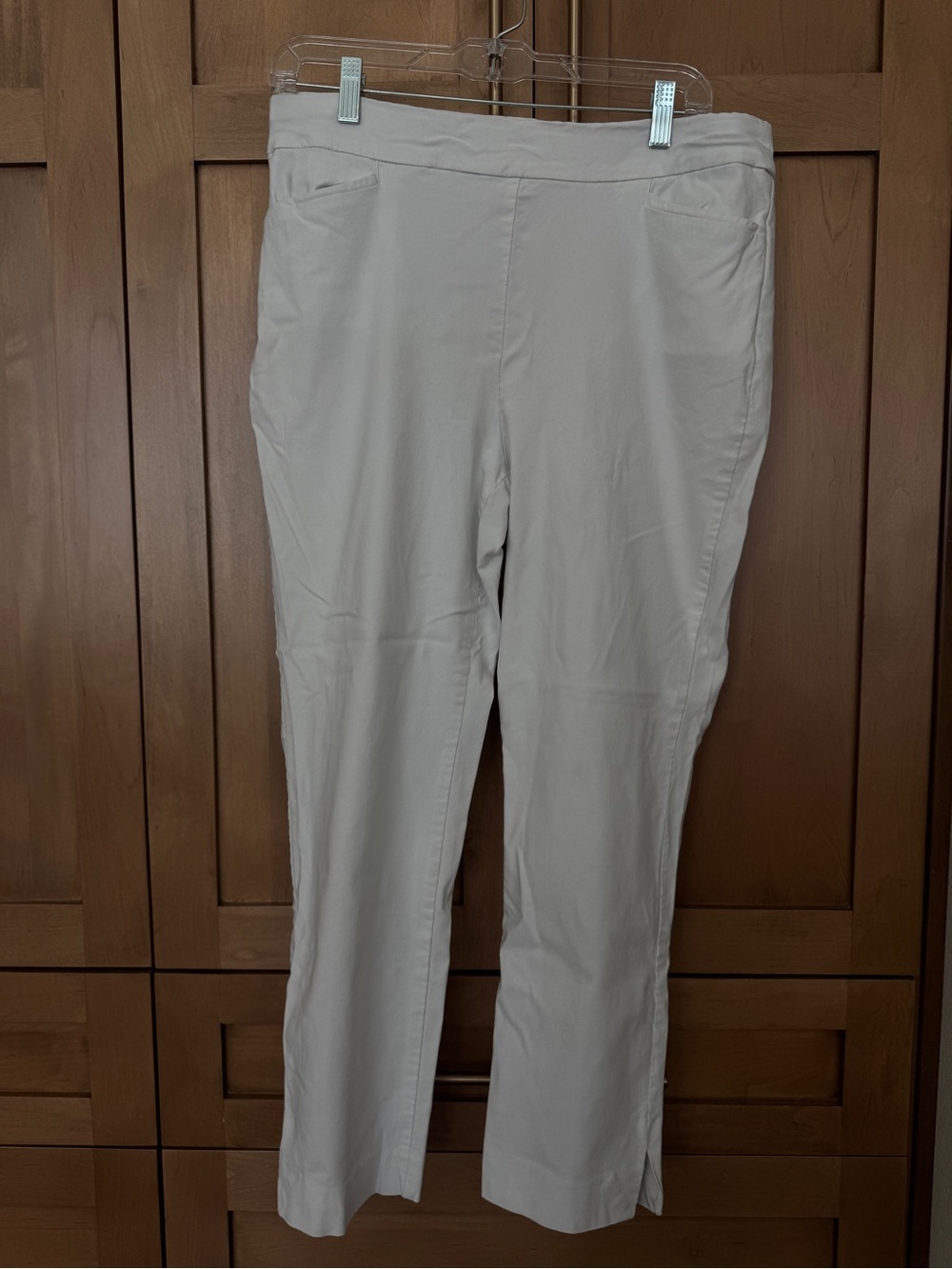 Chico's Straight-Leg Pull-On Pants in Light Beige